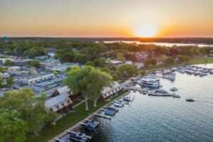 Sunset picture of Lake Minnetonka's Excelsior, click to see your home's value